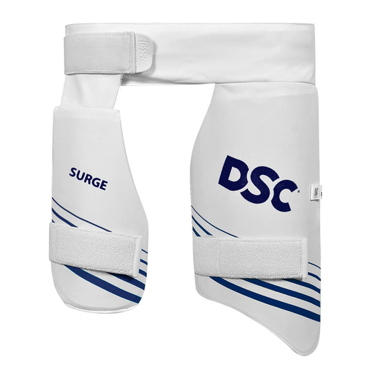 Cric Studio Canada DSC Condor Surge Combo Thigh Guard showing padded protective sports gear on a white background.