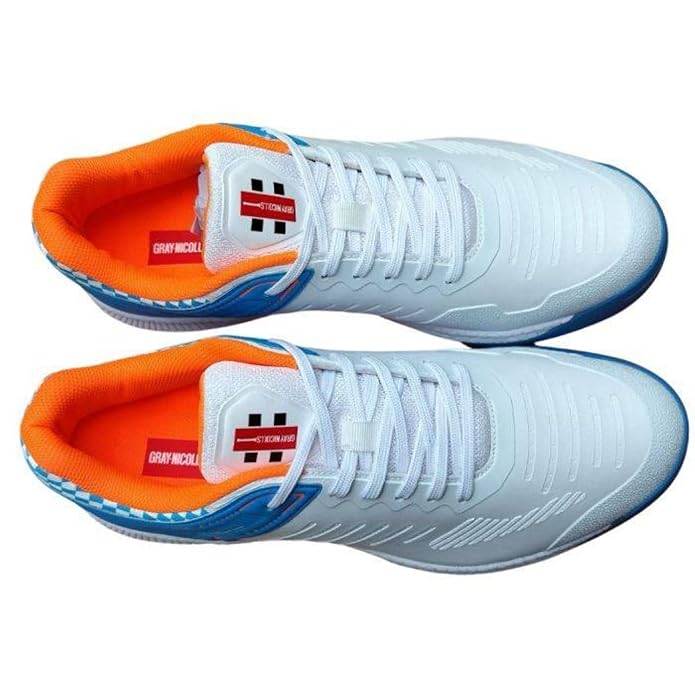Gray Nicolls GN Volt XW Pro rubber cricket shoes with black and yellow accents, designed for comfort and performance on the field.