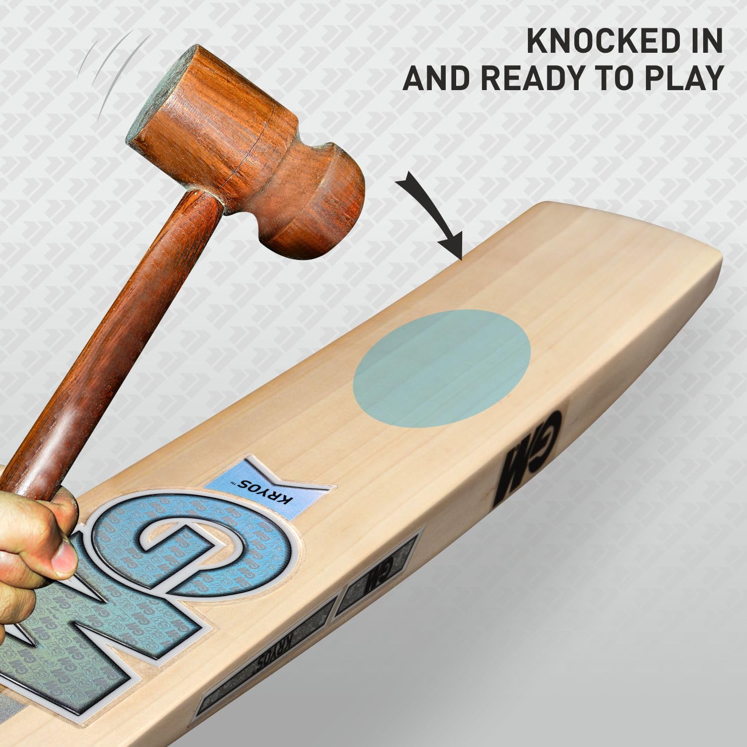 Cric Studio Canada GM Kryos 333 English Willow cricket bat with light wooden finish and brand logo on the blade