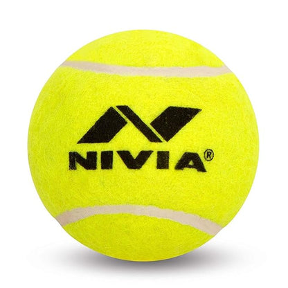 Cric Studio Canada Nivia tennis ball with yellow felt surface and brand logo, designed for tennis gameplay.