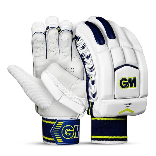 Cric Studio Canada GM PRIMA 707 batting gloves with padded palms and adjustable wrist straps, designed for cricket players.
