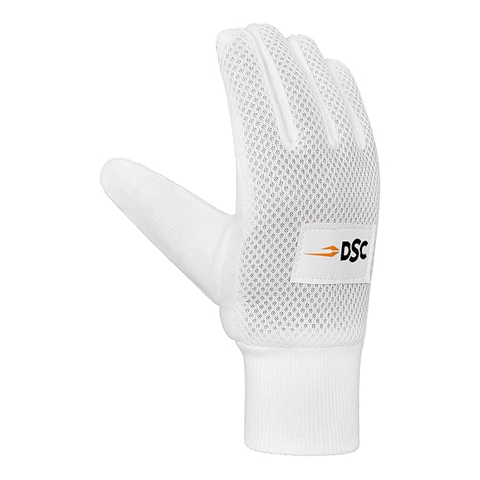 Cric Studio Canada DSC WK Inner Gloves Surge wicketkeeping gloves with padded interior and black and white design.