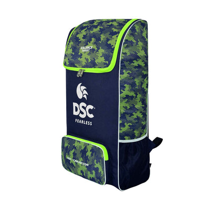Cric Studio Canada DSC K/B Velence Target kitbag with black and gray design, multiple compartments for cricket gear storage
