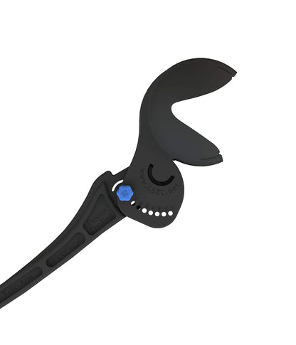 Black Leverage Mini Roboarm Ball Thrower by Cric Studio Canada, a cricket accessory with adjustable arm for practice drills.