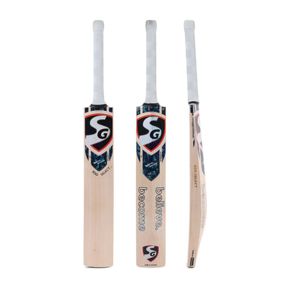 Cricket bat from SG RSD Select EW series by Cric Studio Canada, showing the wooden blade and grip.