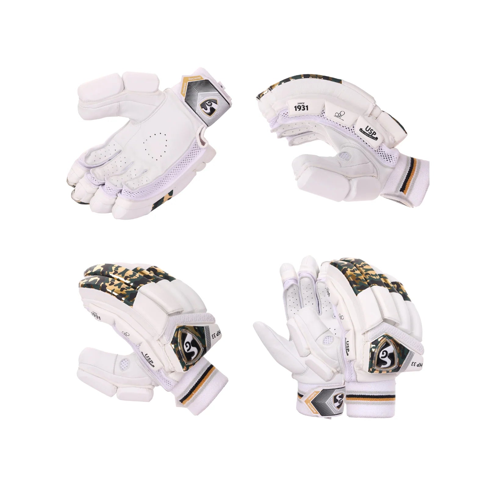 Cric Studio Canada SG HP 33 batting gloves with padded palms and adjustable wrist straps for cricket batting protection