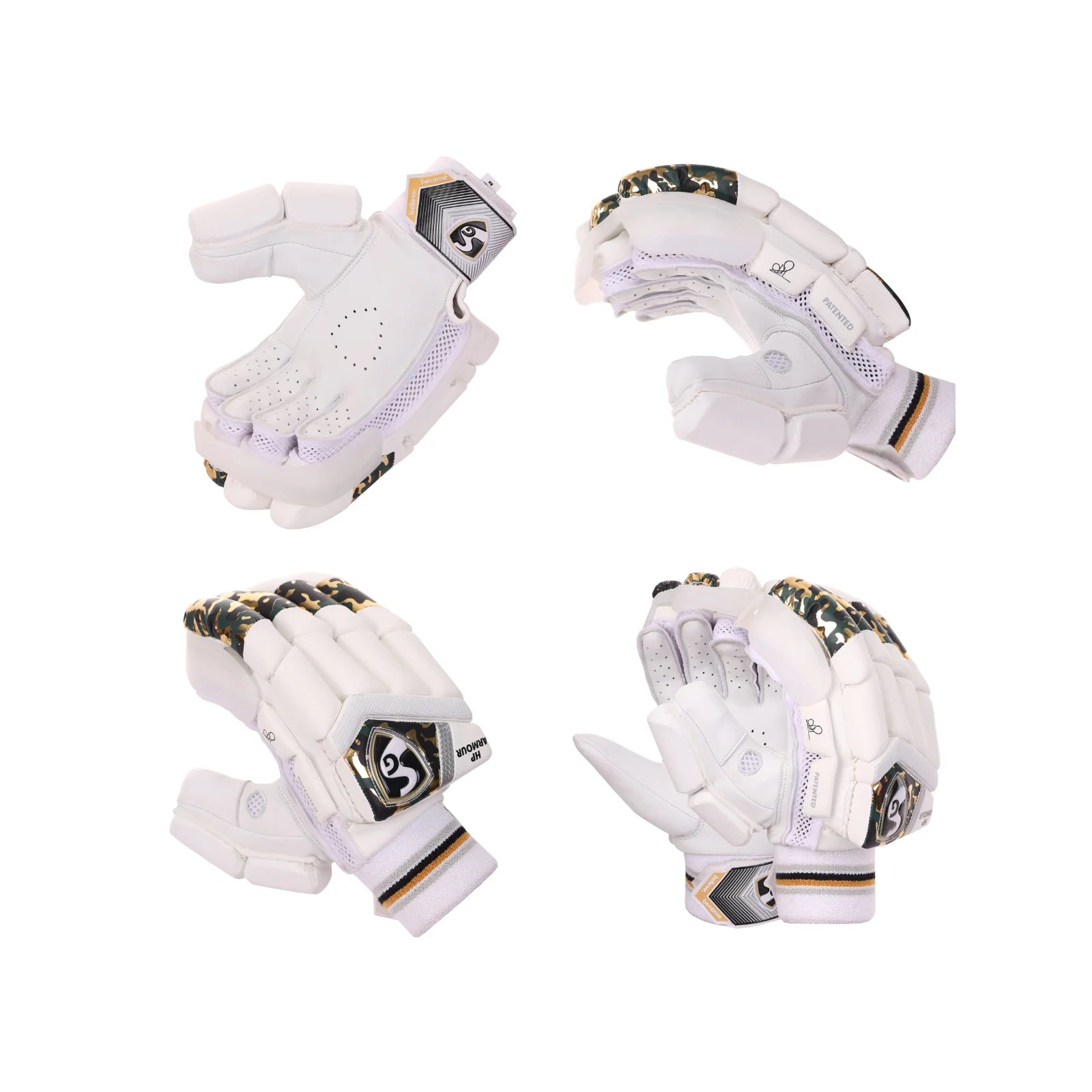 Cric Studio Canada SG HP Armour batting gloves for right hand, protective cricket gloves with padding and grip for batting.