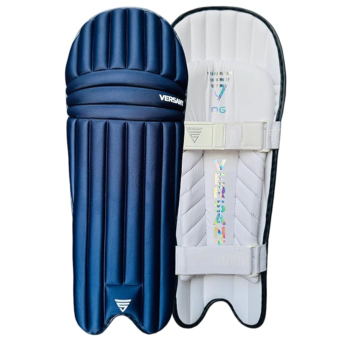Cric Studio Canada Versant Batting Legguard OG with padded protective leg guards, black with adjustable straps for cricket players.