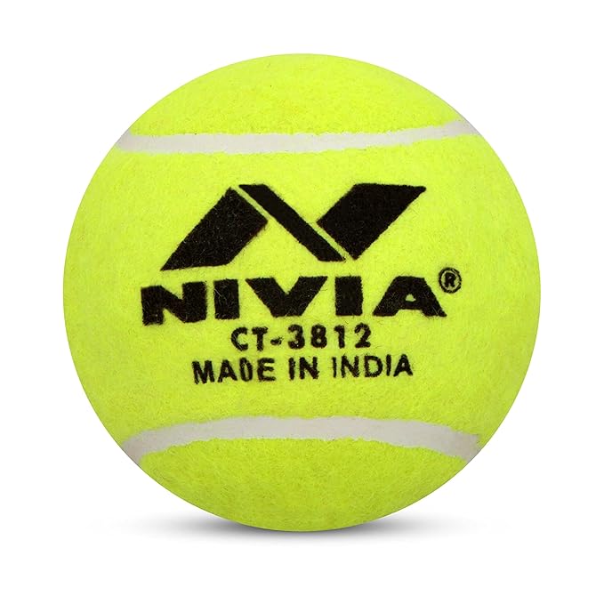 Cric Studio Canada Nivia tennis ball, standard size and weight, with yellow fuzzy exterior suitable for tennis play