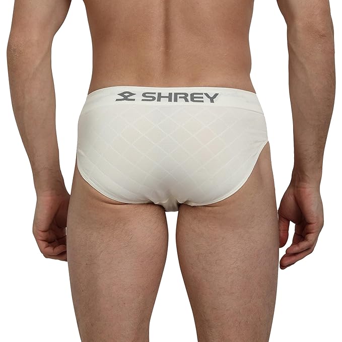 Shrey athletic supporter briefs in black, supportive waistband, designed for sports and active wear.