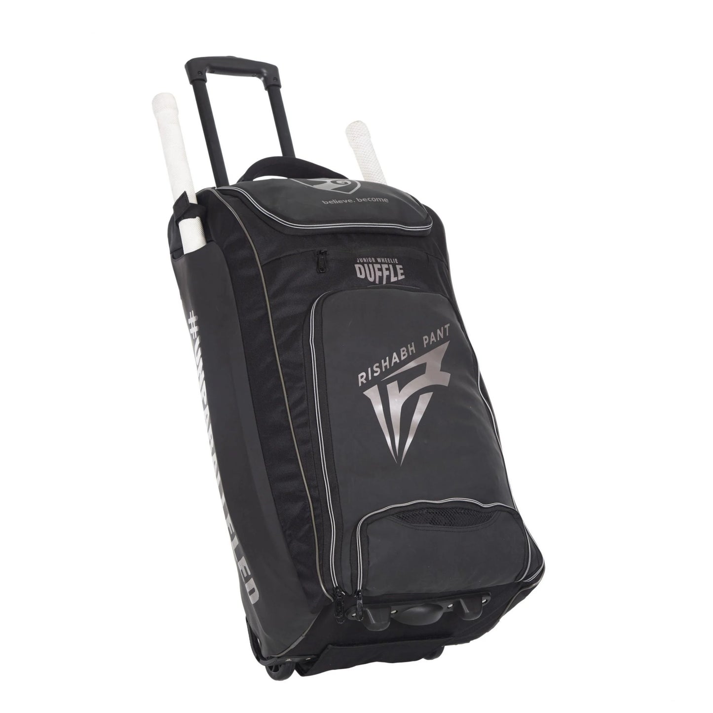 Cric Studio Canada junior kit bag with duffle trolley design, featuring multiple compartments and durable straps for sports gear.