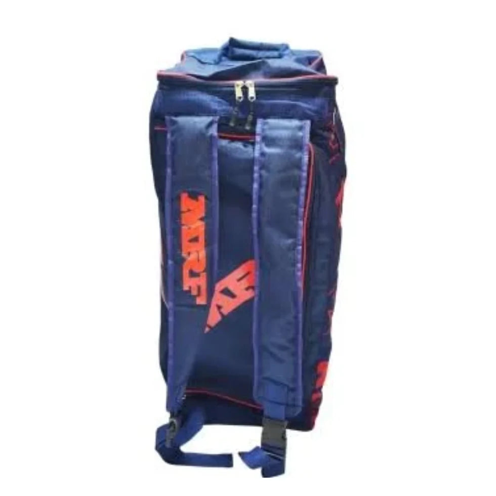 Cric Studio Canada MRF Kit Bag with cricket gear, designed for cricket players, featuring spacious compartments and sturdy handles.