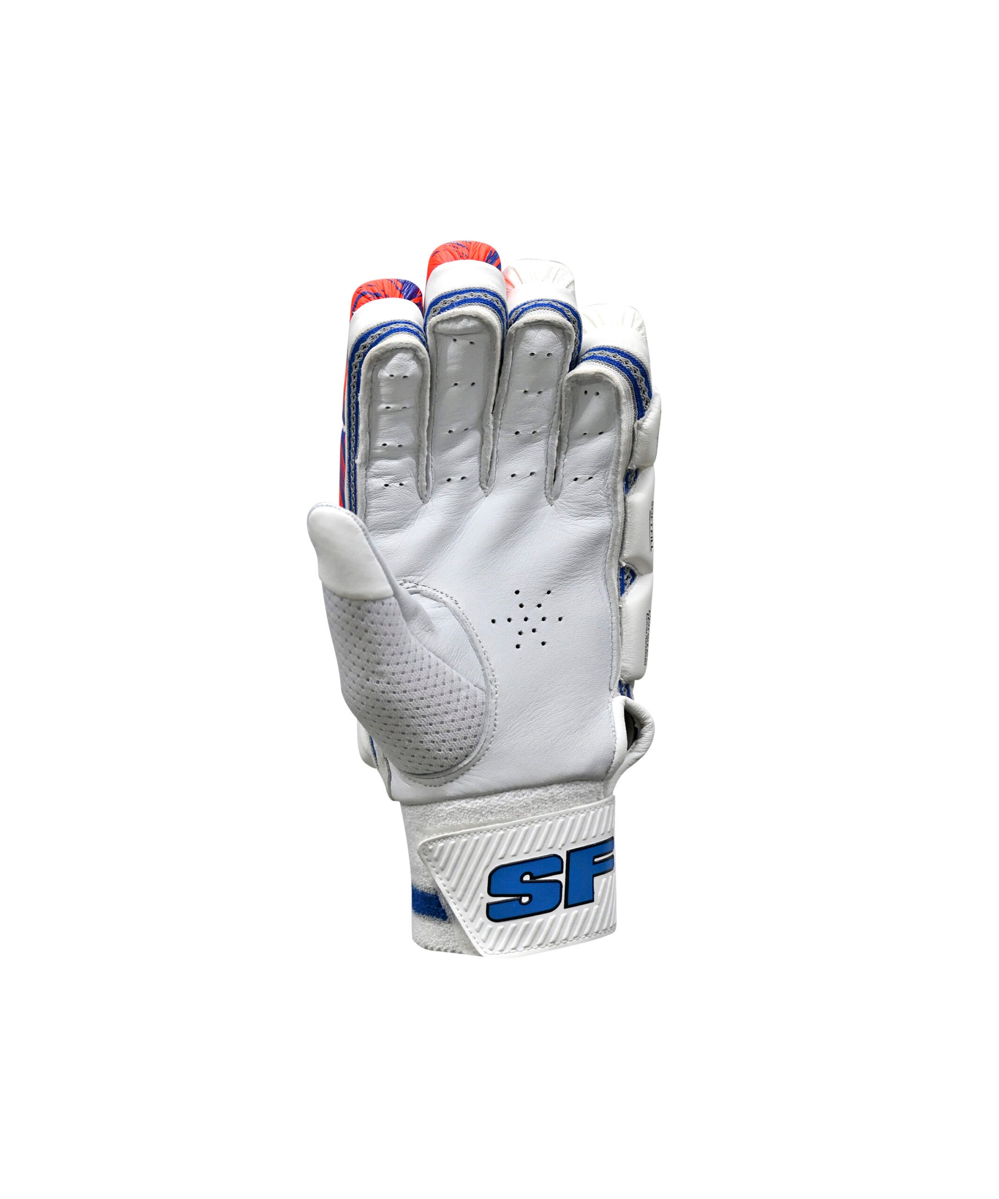 Cricket batting gloves by Cric Studio Canada, SF B/G Nexzen RH, showing back view with padded palms and adjustable wrist straps.