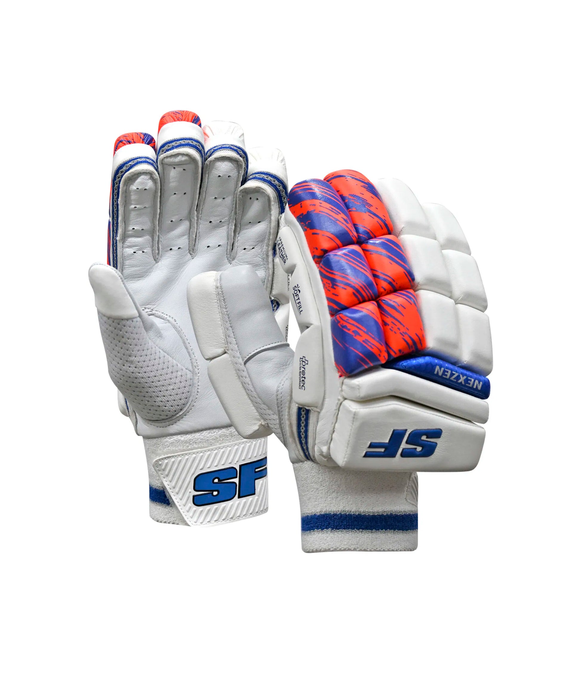 Cric Studio Canada SF B/G Nexzen RH batting gloves with padded palms and adjustable wrist straps, designed for cricket players.
