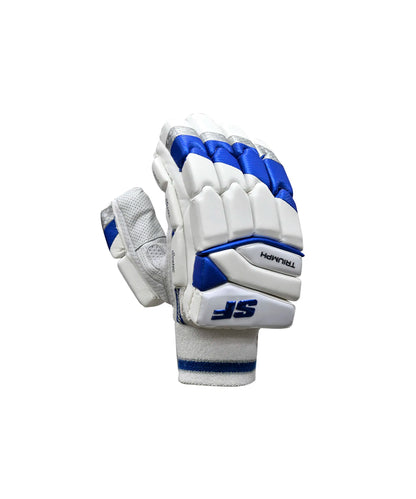 Back view of SF B/G Triumph MRH Batting Gloves by Cric Studio Canada, showing padding and adjustable wrist strap.
