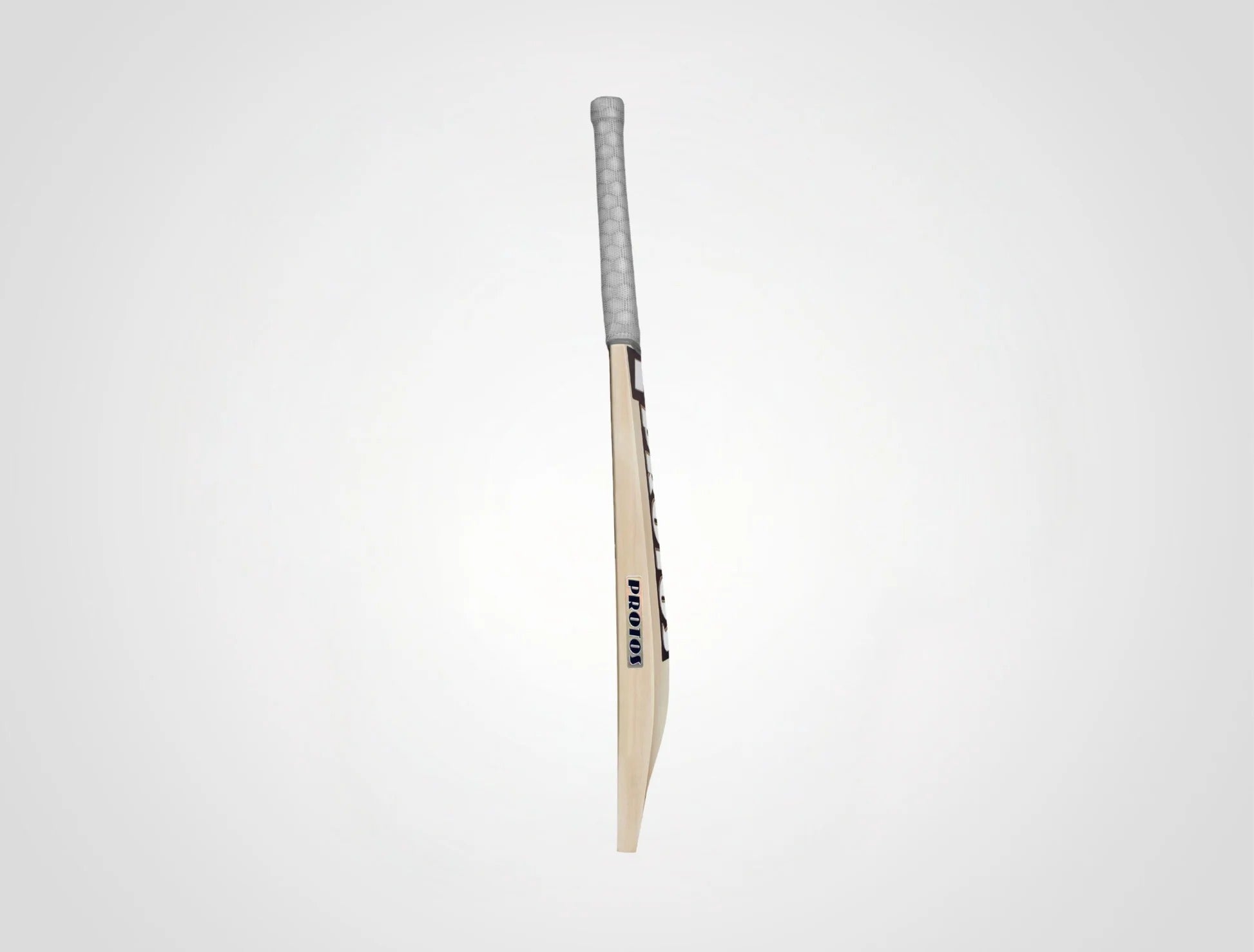 Protos Blizzard English Willow Cricket Bat with SH grip, showcasing the bat's blade and handle for cricket batting.