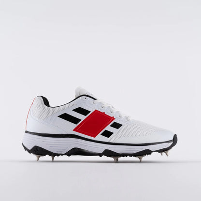 Crick Studio Canada GN8 Players Spike Cricket Shoes showing black and white athletic shoes with spikes for cricket players
