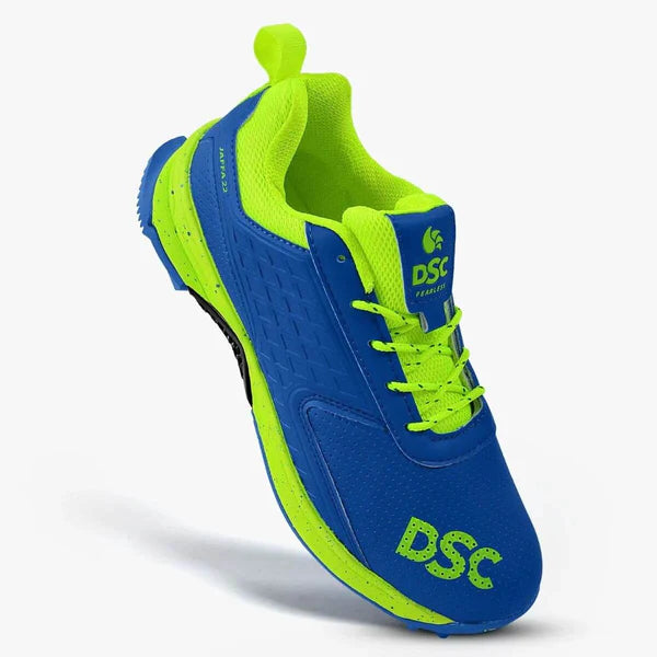 DSC Jaffa 22 cricket shoes in black with red accents, featuring breathable upper and durable sole for optimal performance.