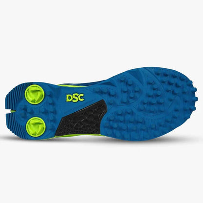 DSC Jaffa 22 cricket shoes in black with red accents, featuring cushioned soles and breathable material for comfortable cricket play.