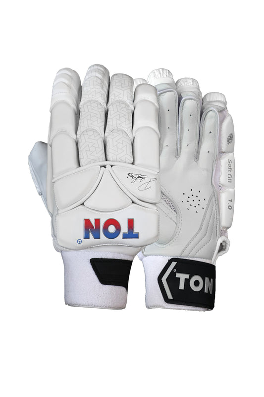 Front and back views of Cric Studio Canada SS B/G TON PRO 1.0 MRH batting legguards showing protective padding and adjustable straps.