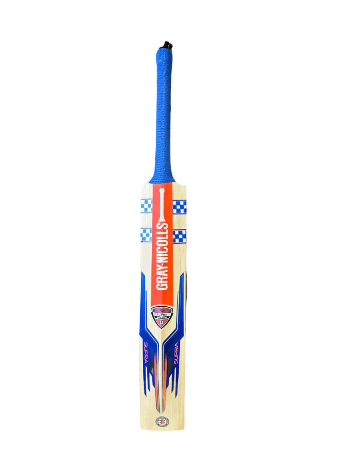 Gray Nicolls Supra Beast English Willow cricket bat by Cric Studio Canada, front view showing size SH and detailed blade design.
