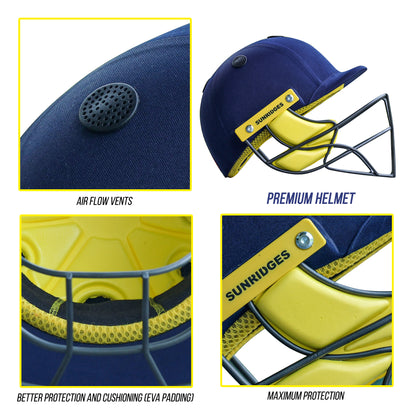 Cric Studio Canada SS Premium helmet with detailed design, adjustable straps, and sturdy construction for safety and comfort.