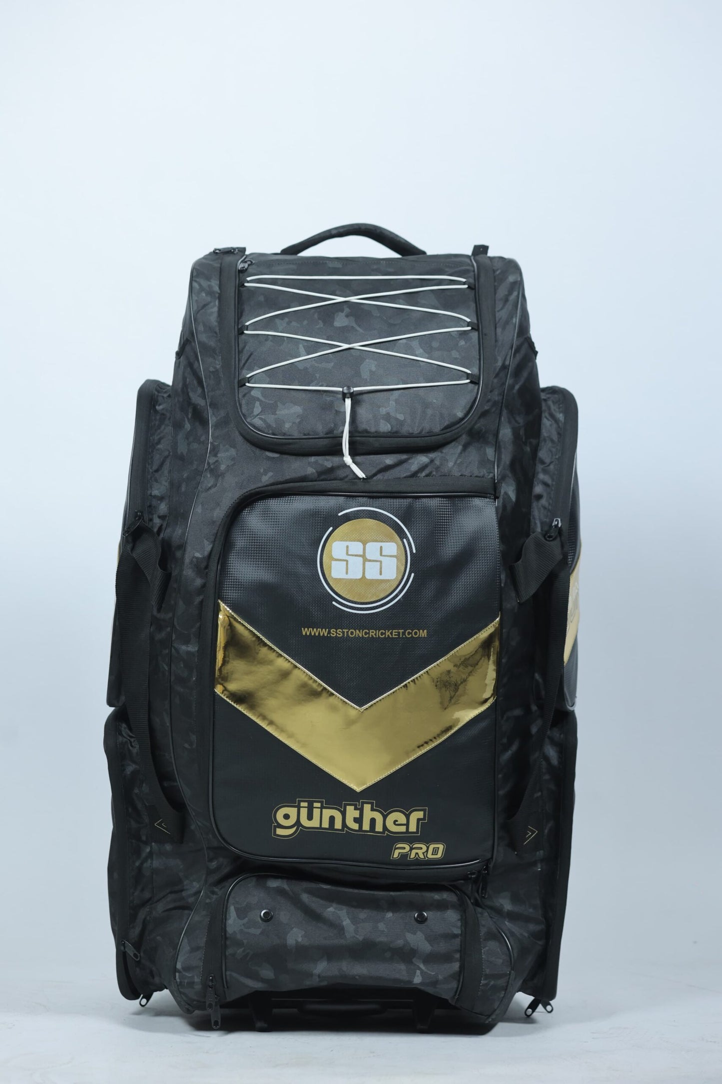 Cric Studio Canada SS Gunther Pro Kitbag with multiple compartments and sturdy handles, designed for cricket equipment storage.