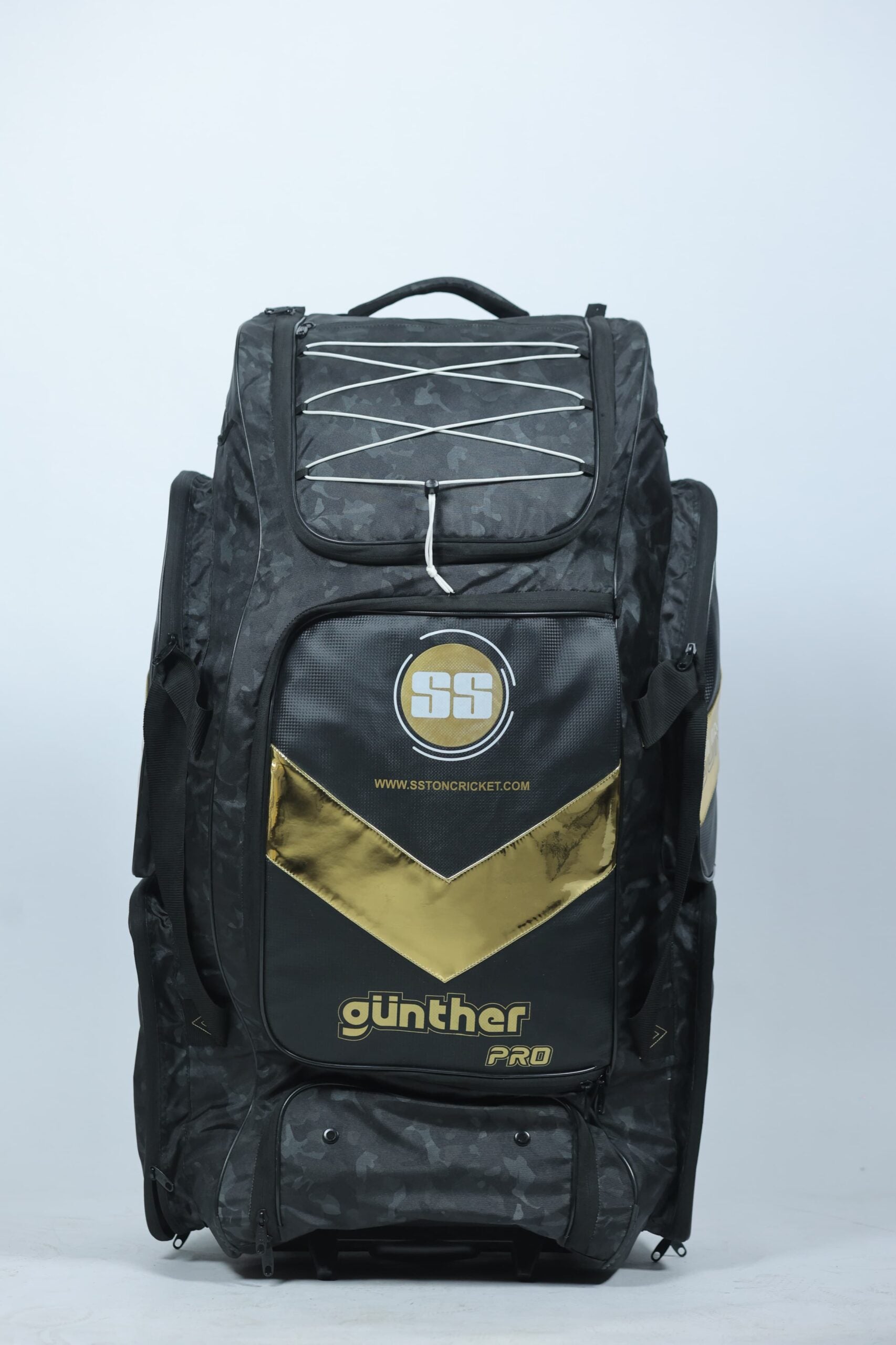 Cric Studio Canada SS Gunther Pro Kitbag with multiple compartments and sturdy handles, designed for cricket equipment storage.