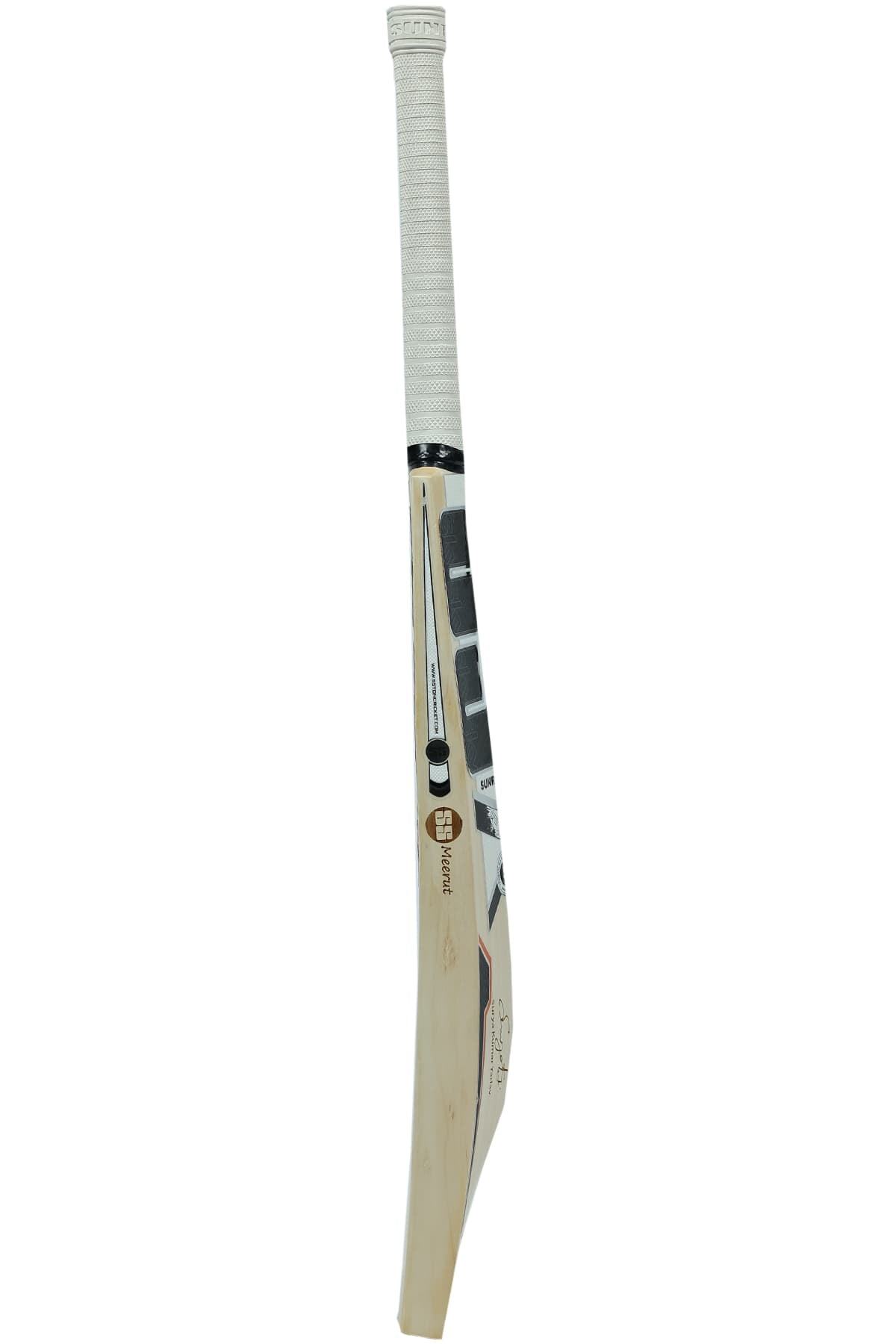 Cricket bat from Cric Studio Canada, SS SKY 360 EW BAT, showing the wooden surface and brand logo.