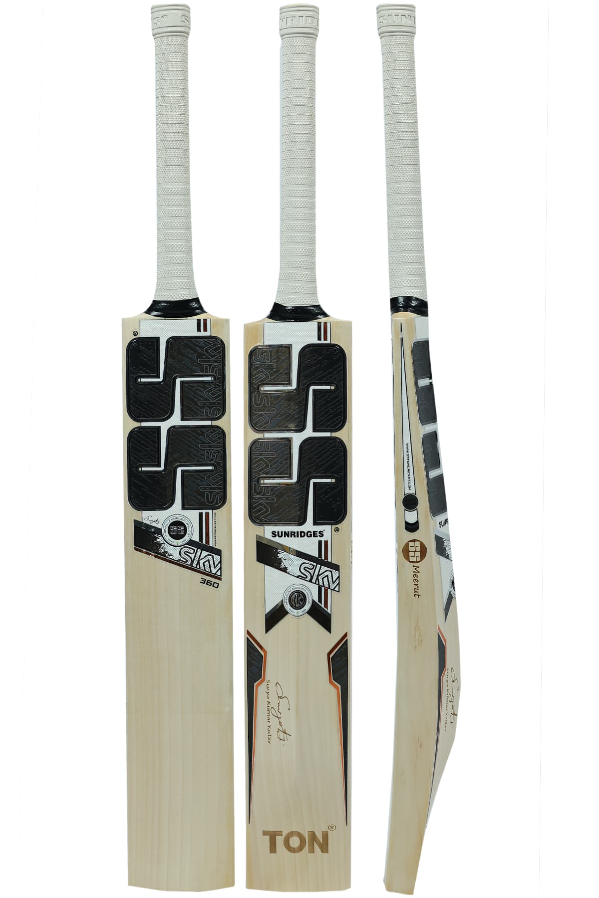 Cricket bat from Cric Studio Canada SS SKY 360 EW BAT, showing a wooden cricket bat with a curved blade and grip handle.