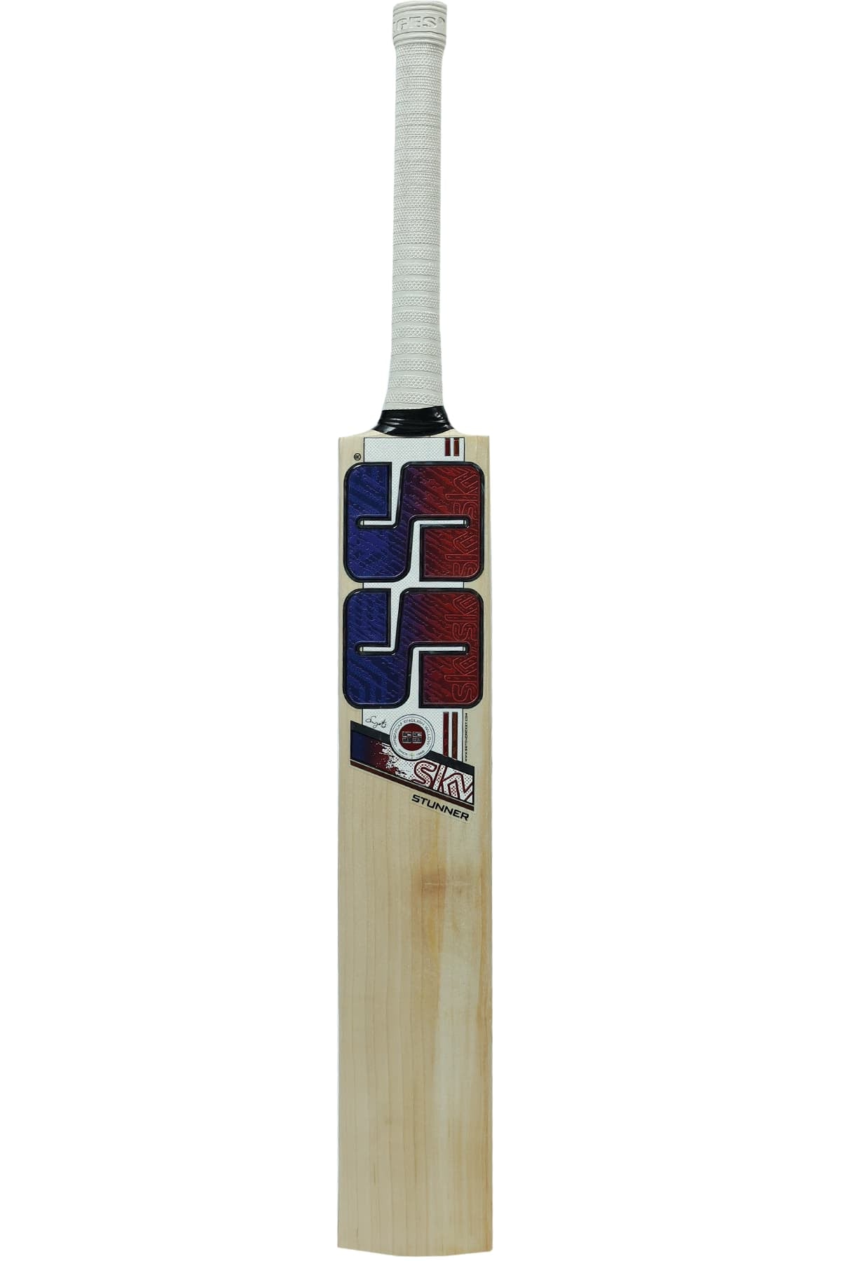 Cricket bat from Cric Studio Canada SS Sky Stunner with a wooden handle and polished surface, ideal for cricket players.