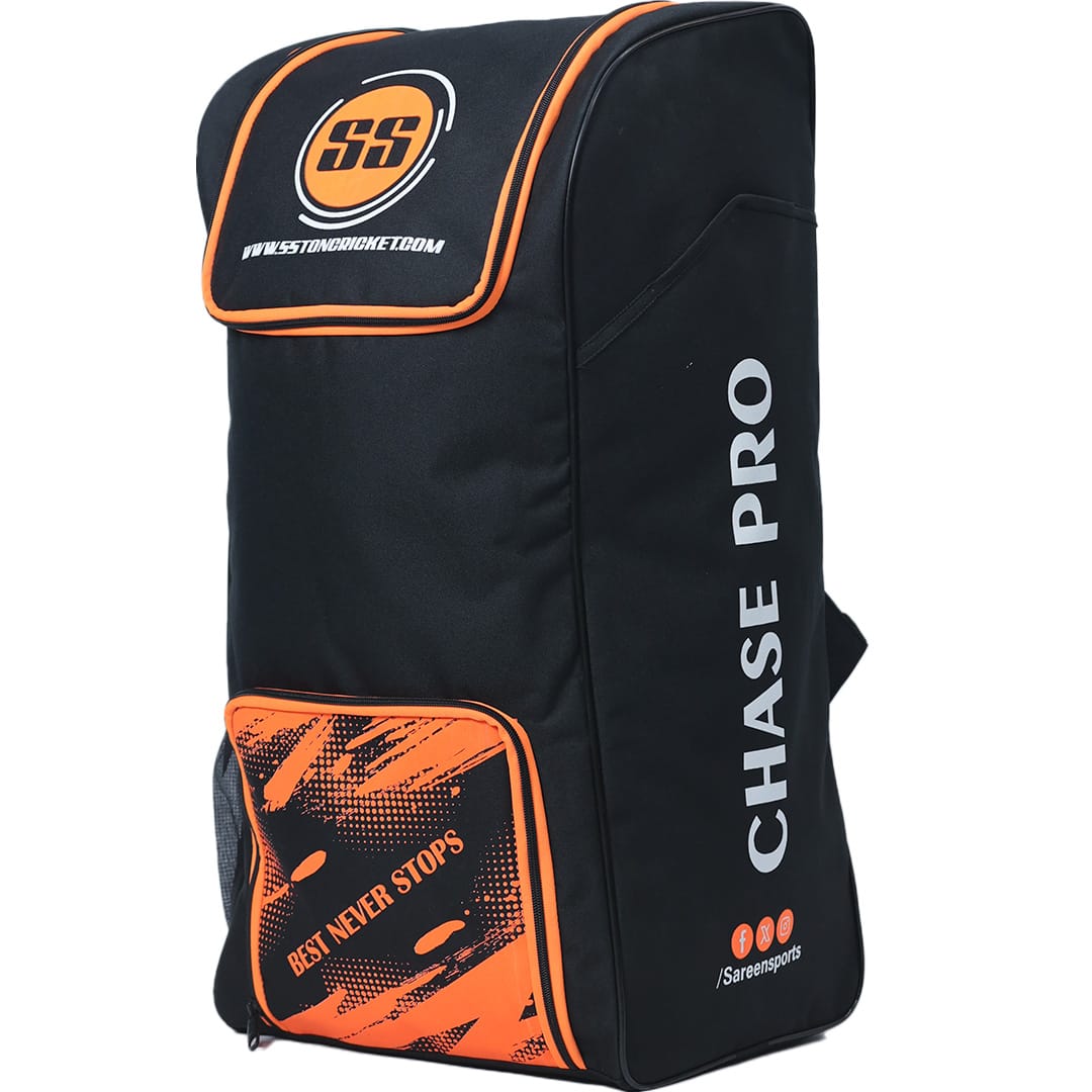Cric Studio Canada SS Chase Pro Kitbag with multiple compartments, black and gray design, suitable for cricket gear storage