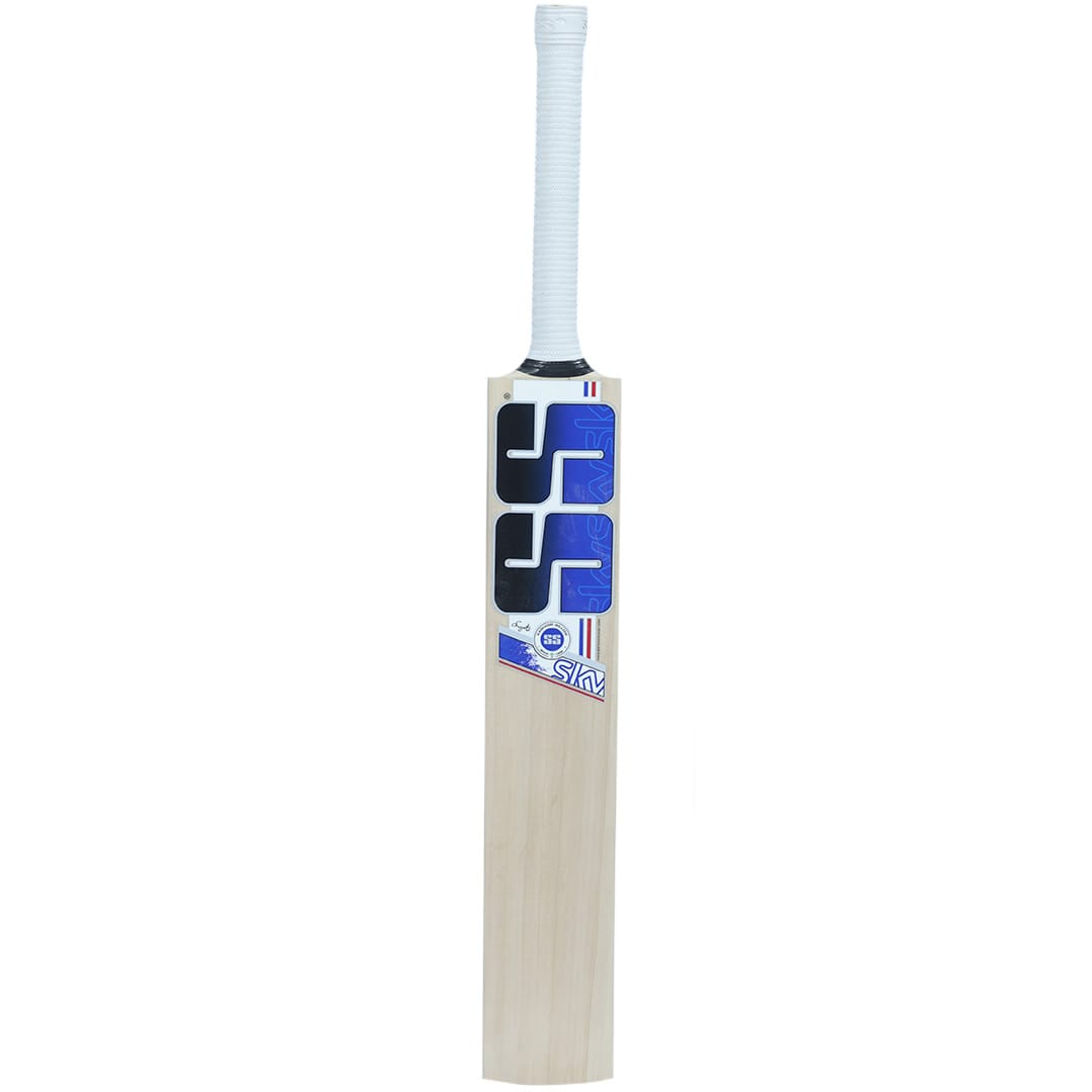 Cricket bat from Cric Studio Canada, SS Sky Kashmir Willow Cricket Bat with polished wooden blade and grip, ready for play.