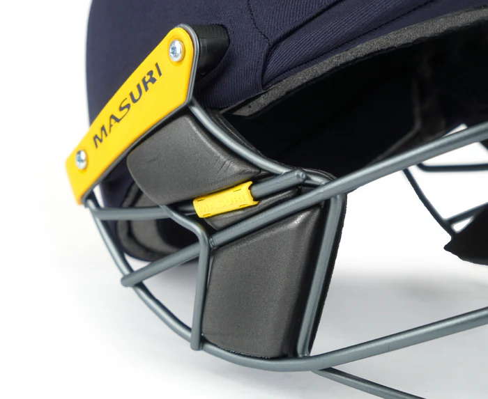 Cricket helmet Cric Studio Canada Masuri T Line Steel helmet with face guard and ventilation for safety and performance.