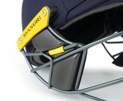 Cricket helmet Cric Studio Canada Masuri T Line Steel helmet with face guard and ventilation for safety and performance.