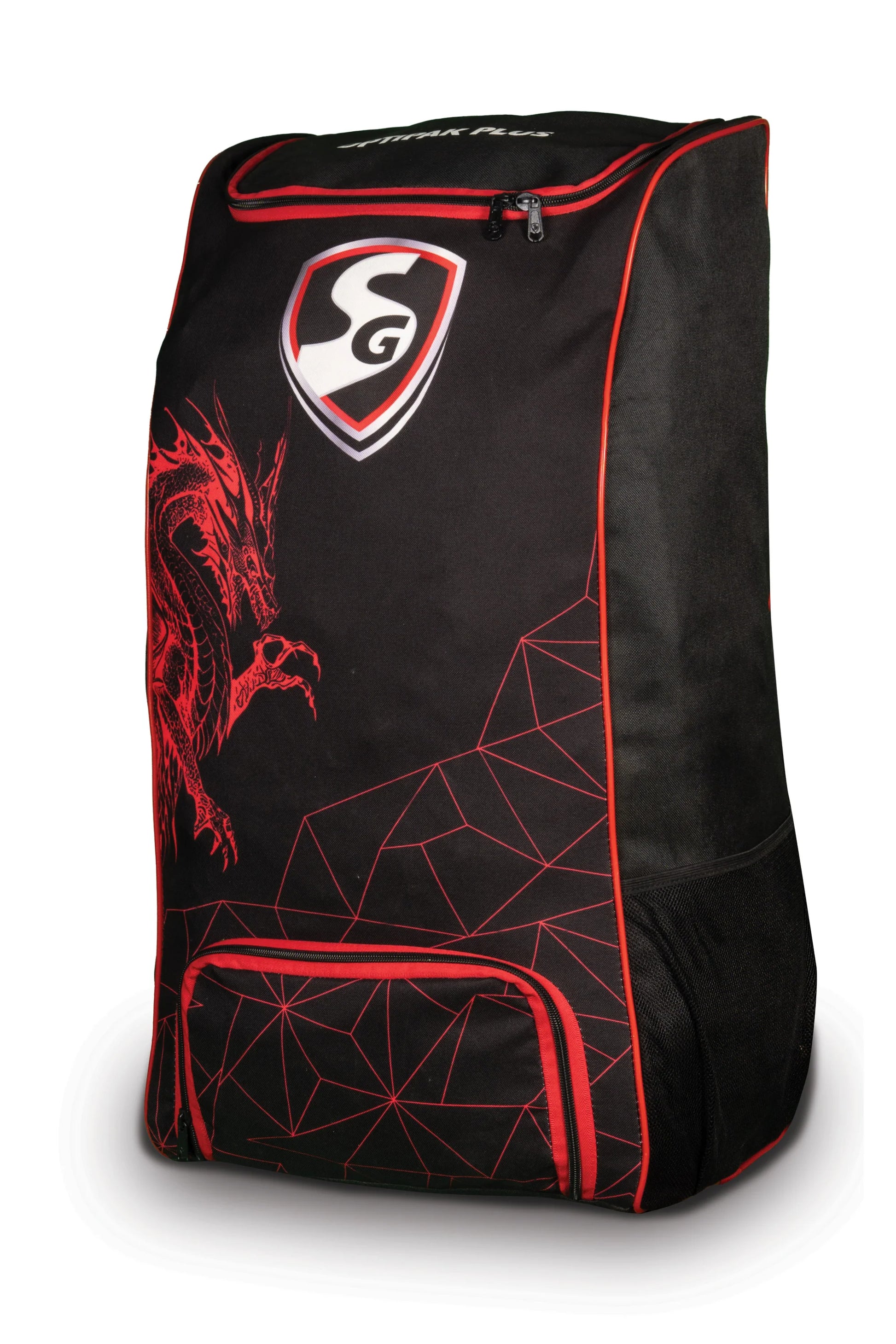 Cric Studio Canada SG Dragon Optipak Plus Wheelie cricket kit bag with multiple compartments and sturdy wheels for easy transport.