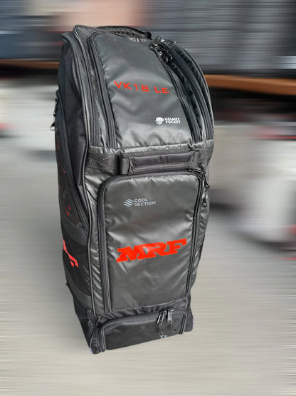 Cric Studio Canada MRF Duffle Wheelie Bag VK 18 LE kitbag with durable fabric, zippered compartments, and adjustable shoulder strap.