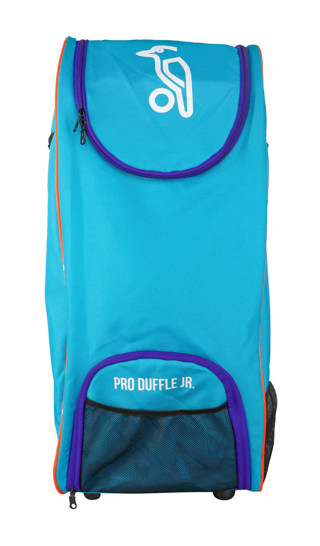 Kookaburra KB PRO DUFFLE JR kitbag by Cric Studio Canada, navy blue with white accents, showing the bag's front view and handles.