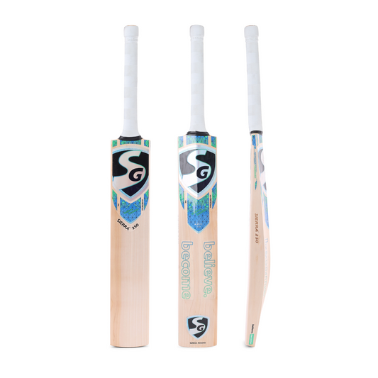 SG Sierra 250 English Willow Cricket Bat showing a lightweight design with a smooth grip and traditional shape for cricket players.