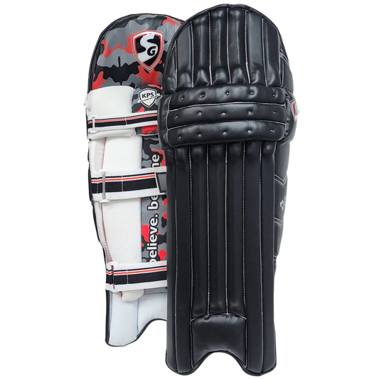 SG Players Xtreme cricket batting legguard in black, padded batting pad designed for protection during cricket matches.