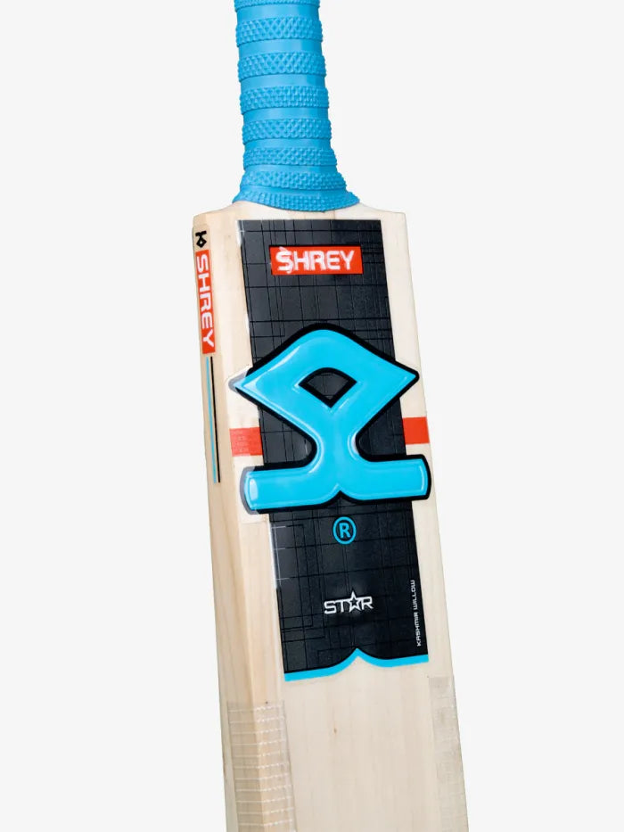 Cricket kitbag with Shrey Star Cricket Set including cricket bat, helmet, and accessories, in steel blue and red colors.