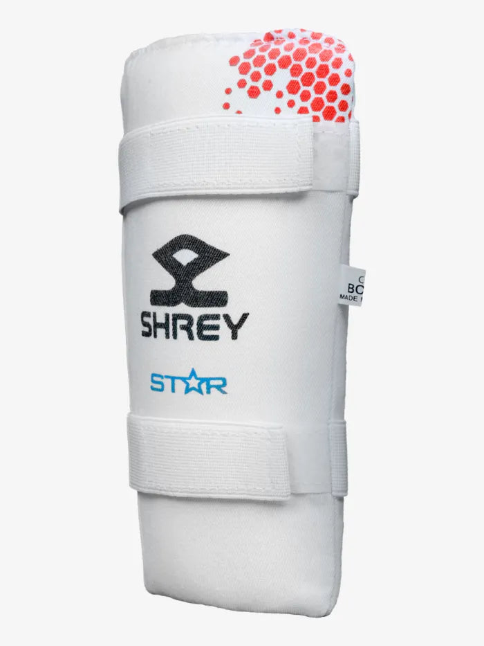 Shrey Star Cricket Kitbag featuring helmet, elbow guard, and cricket gear by Cric Studio Canada, in steel blue and red colors.