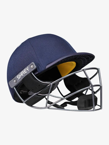 Shrey Cricket Helmet Elite Pro Titanium by Cric Studio Canada, navy blue with protective faceguard and advanced safety features.