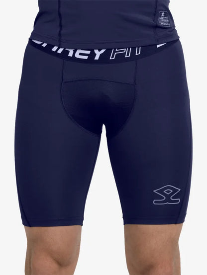 Navy blue Shrey Intense Compression Shorts by Cric Studio Canada, athletic accessories for muscle support and performance.
