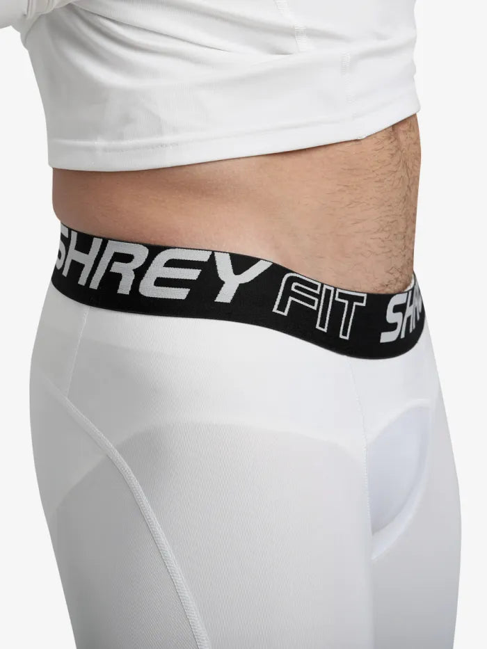 White Shrey Intense Compression Shorts by Cric Studio Canada, athletic accessories designed for support and performance.