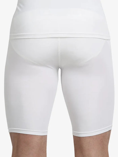 White Shrey Intense Compression Shorts by Cric Studio Canada, close-up view of the stretchy, form-fitting athletic accessories.