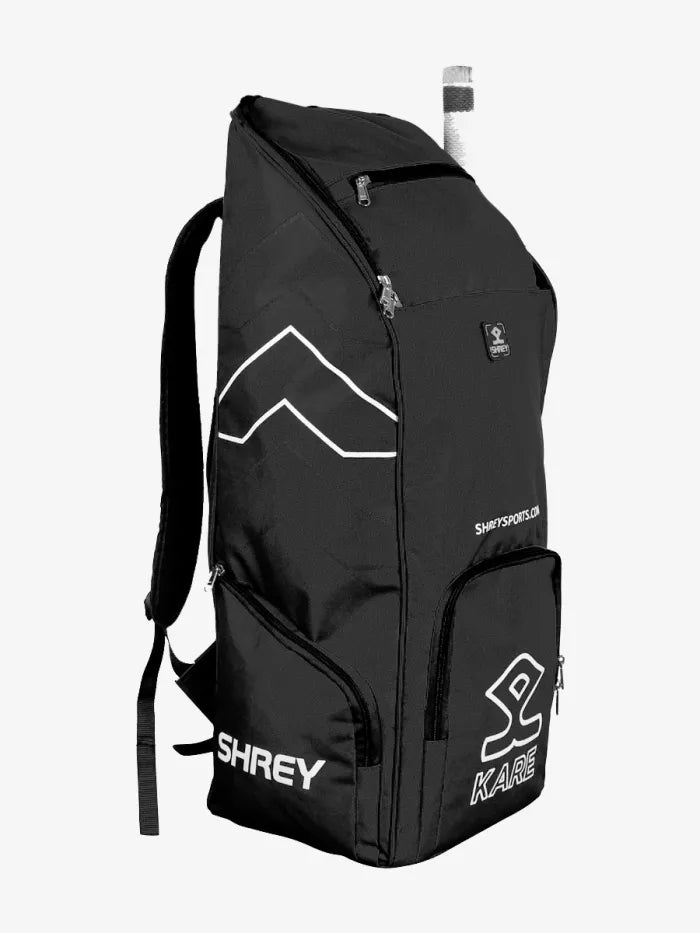 Black Shrey Kare Duffle Kitbag by Cric Studio Canada, featuring sturdy handles and spacious main compartment for travel storage.