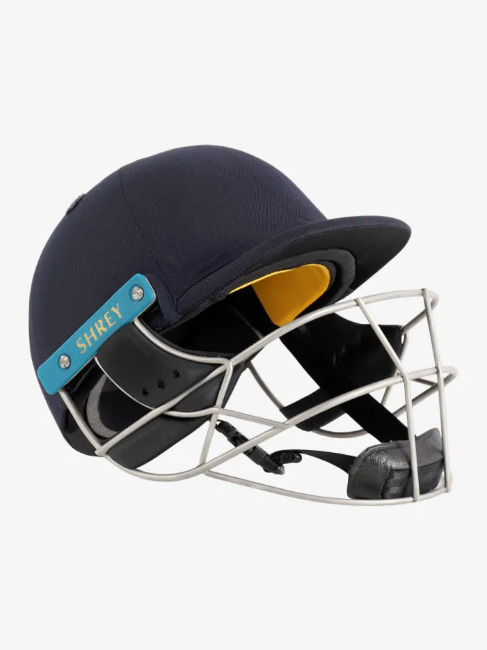 Shrey Masterclass Air 2.0 stainless steel cricket helmet in navy with faceguard and ventilation for protection and comfort
