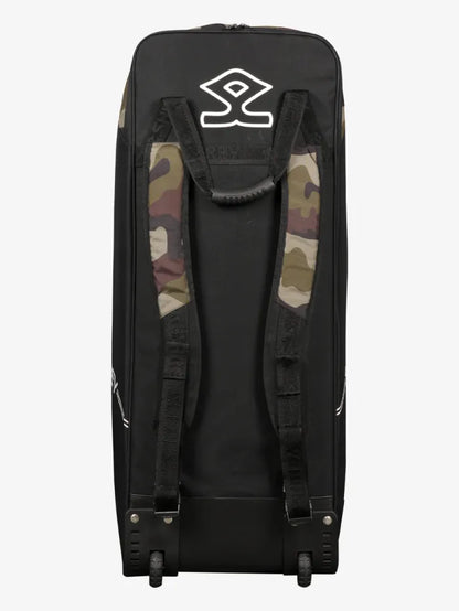 Cric Studio Canada Shrey Match Duffle 2.0 kitbag in camouflage green with sturdy handles and spacious main compartment.