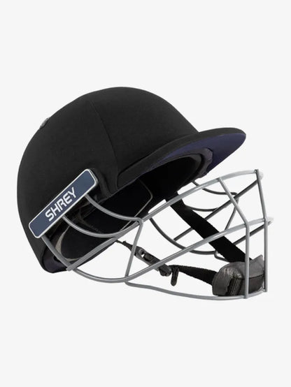 Black Shrey Performance Steel Helmet by Cric Studio Canada with a sturdy metal design and padded interior for safety.